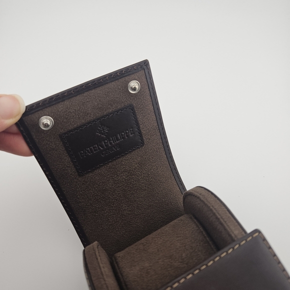 Patek Philippe dark brown leather travel watch carry case - Picture 3 of 11